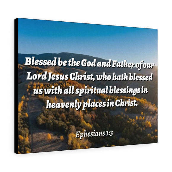 Scripture SignSpiritual Blessings Ephesians 1:3 Bible Verse Canvas Christian